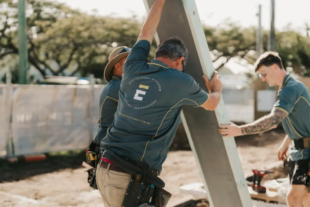 Construction team collaborating on-site